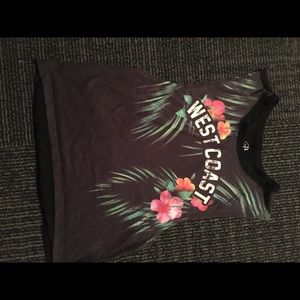 Black and white multi colored “crop top”